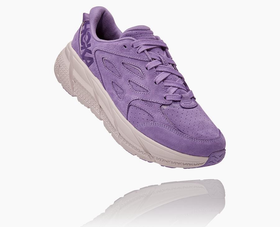 Hoka One One Mens Walking Shoes - Clifton L Suede - Purple - FDRJ63940